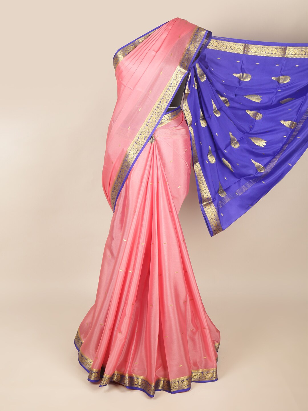 

Pothys Pink & Blue Zari Art Silk Saree