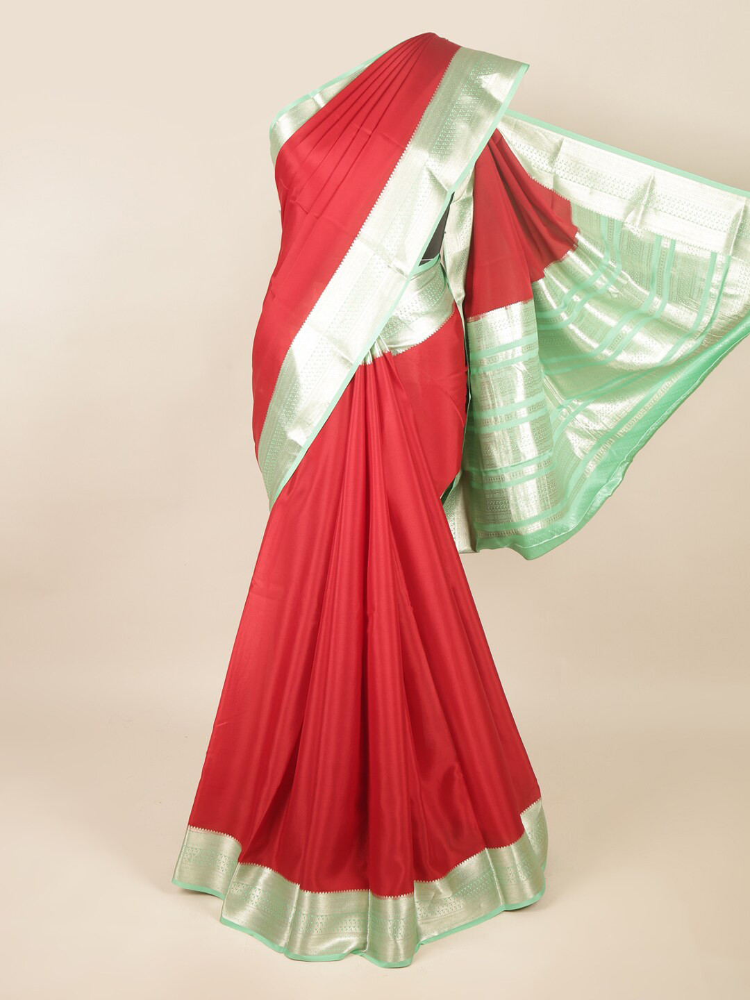 

Pothys Red & Green Zari Art Silk Saree