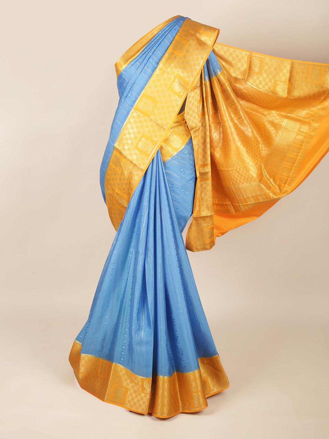 

Pothys Blue & Yellow Woven Design Zari Art Silk Saree