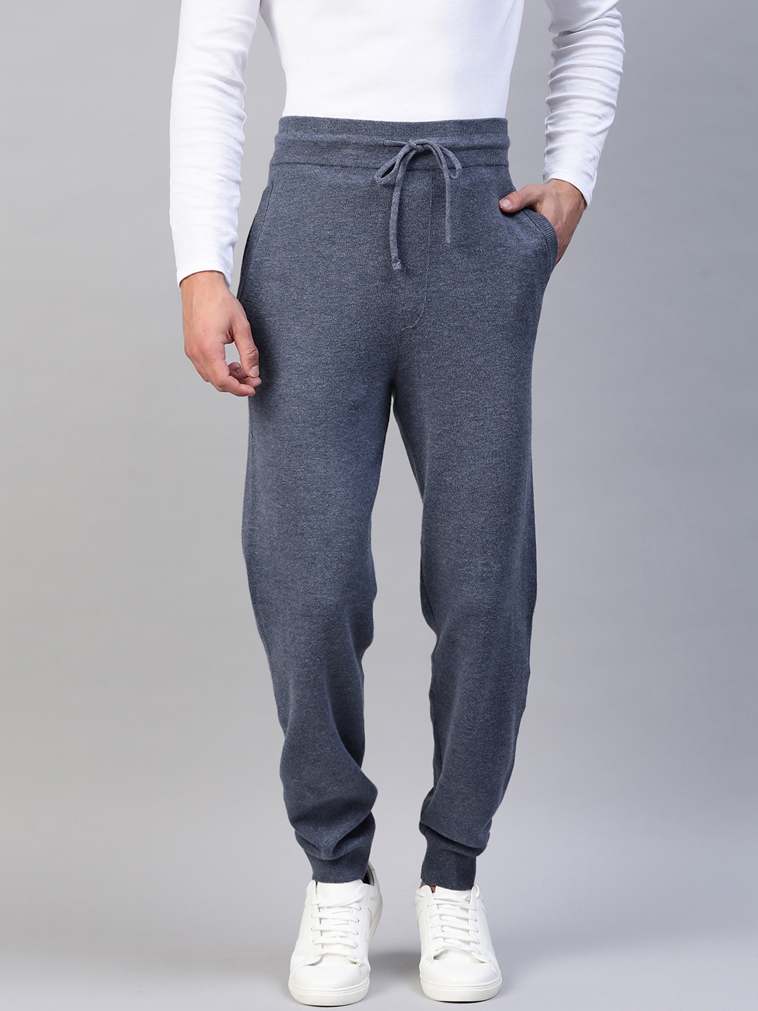 Marks & Spencer Men Navy Blue Solid Pure Cotton Joggers - buy at the ...