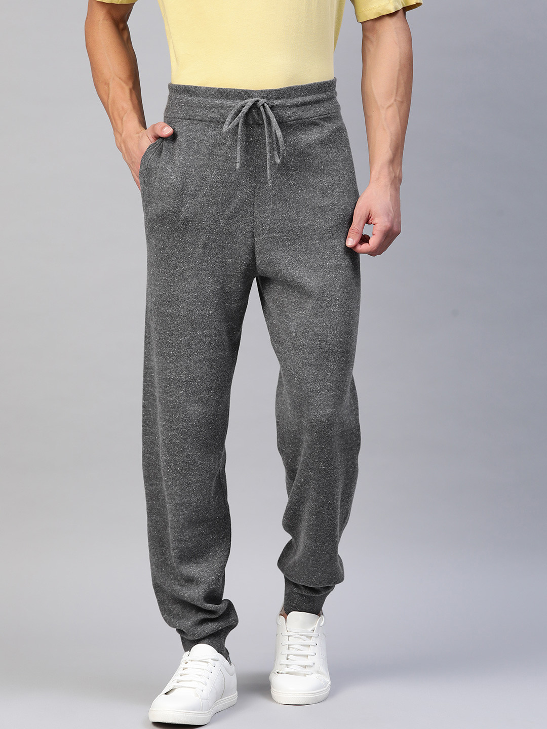 

Marks & Spencer Men Grey Melange Solid Pure Cotton Joggers