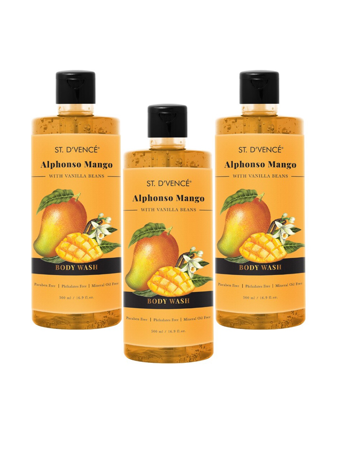 

ST. DVENCE Set of 3 Alphonso Mango Body Wash with Vanilla Beans, Orange