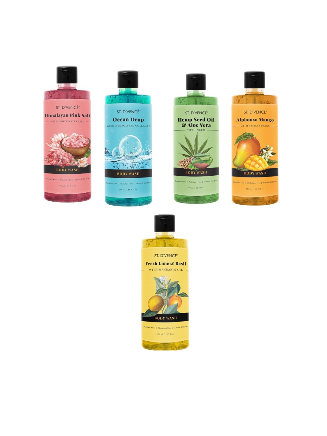 

ST. DVENCE Body Wash Combo Pack Of 5 Shower Gel 2500ml, Multi