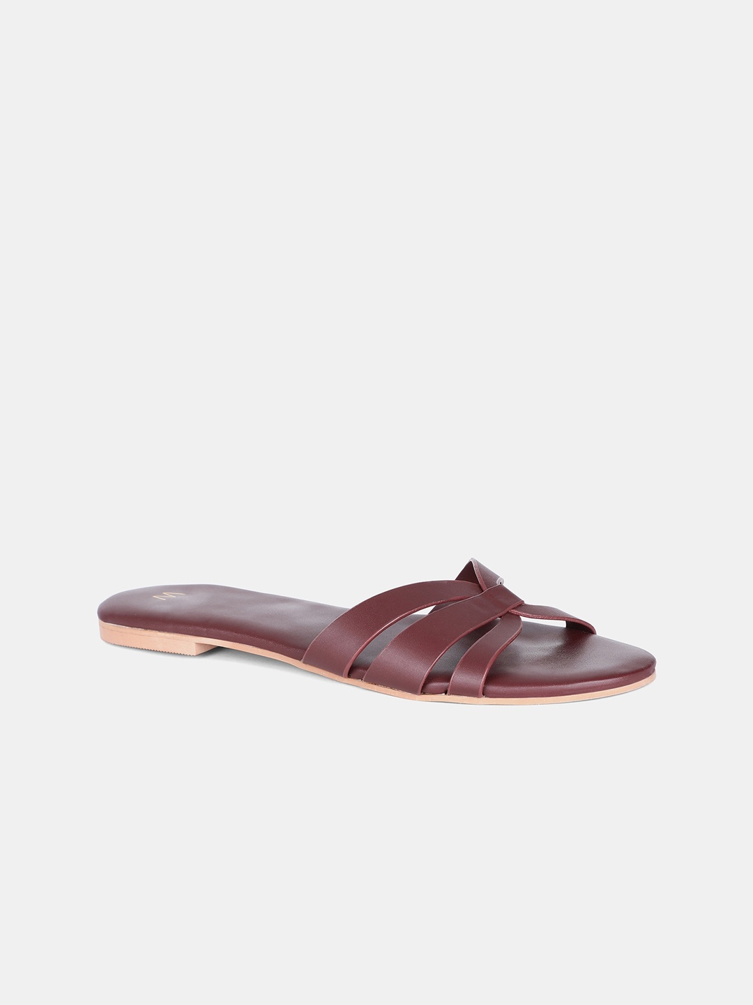 

W The Folksong Collection Women Burgundy Open Toe Flats