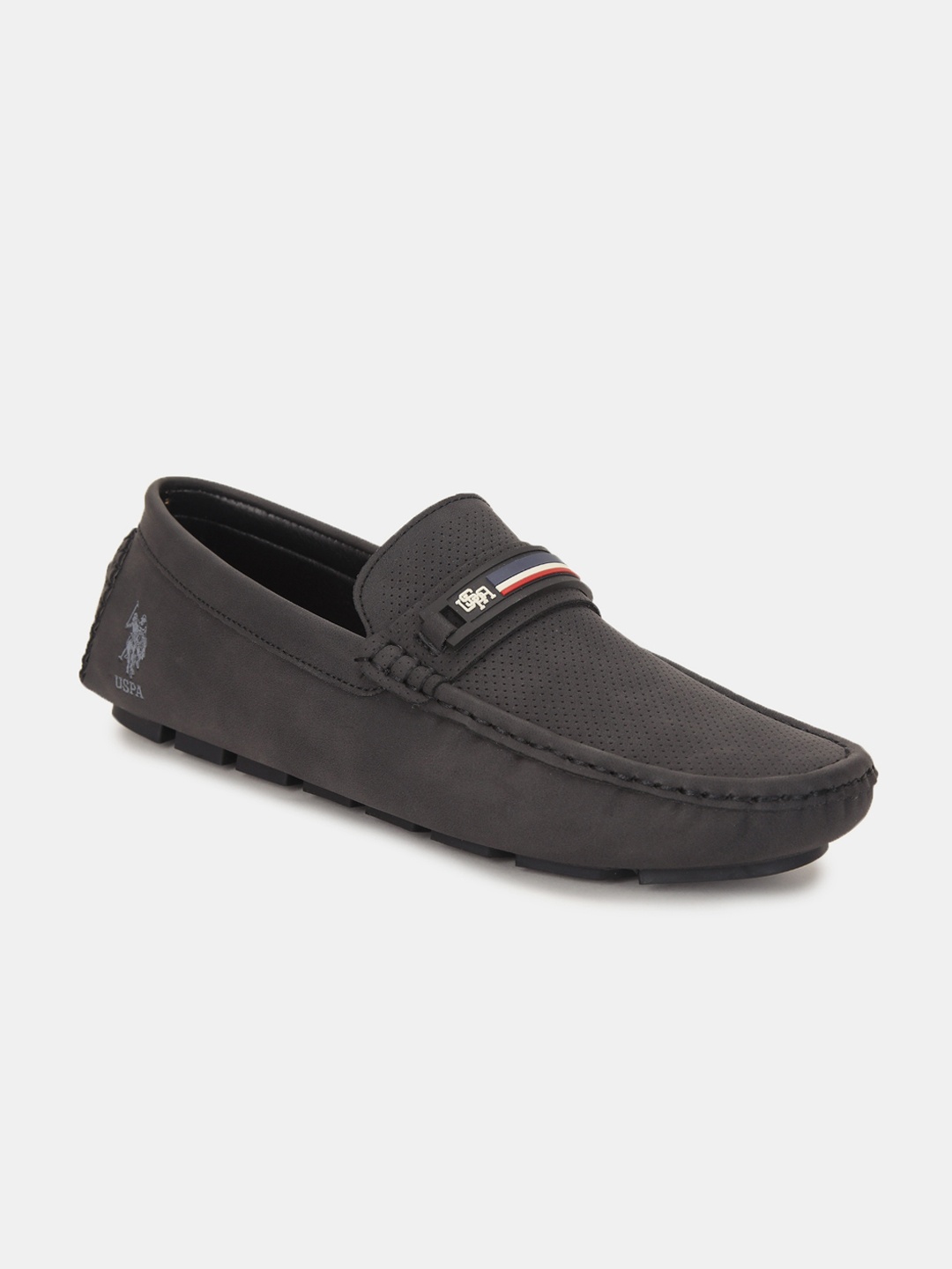 

U S Polo Assn Men Black Textured PU Driving Shoes