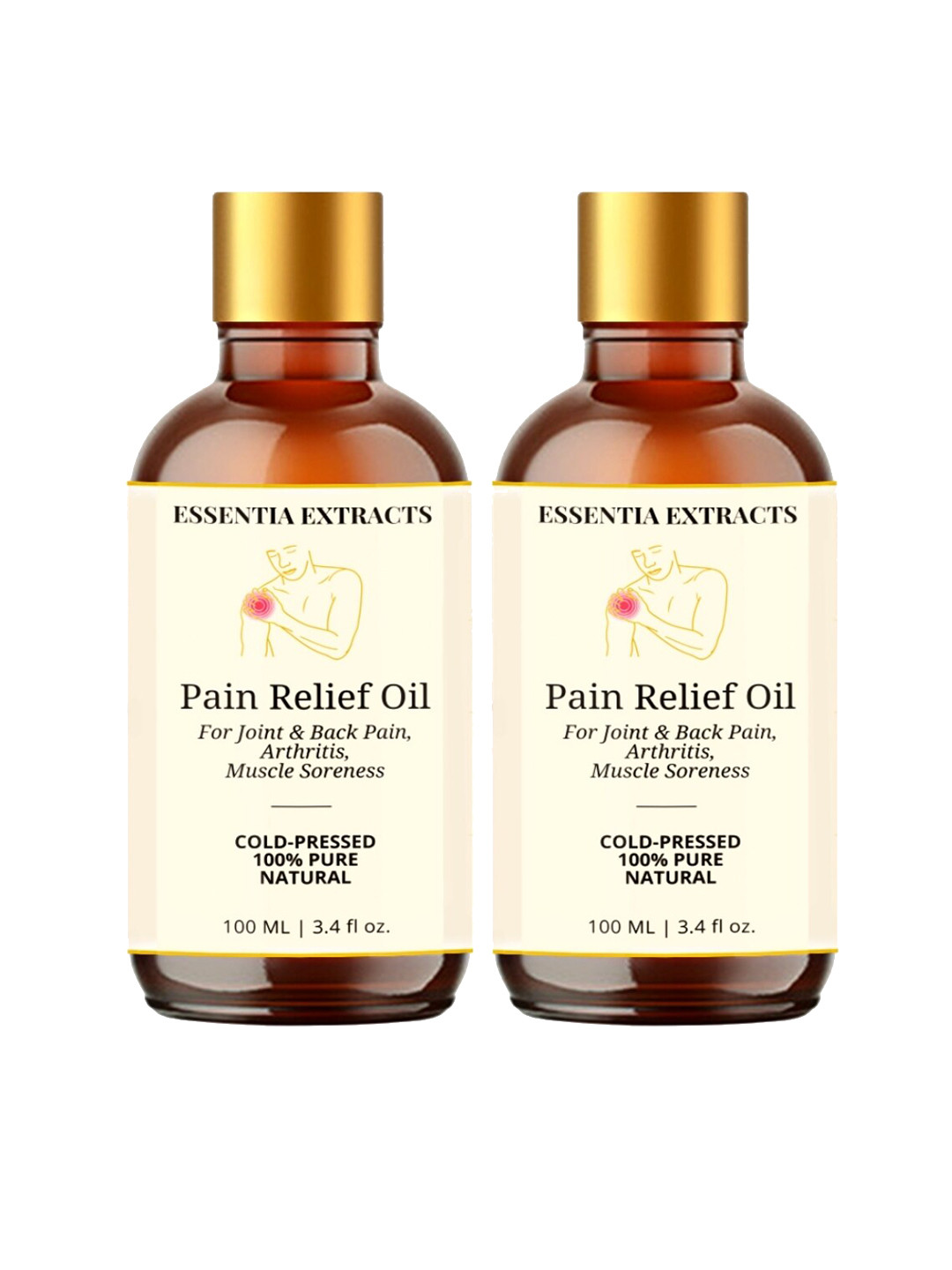 

ESSENTIA EXTRACTS Pack of 2 Ayurvedic Pain Relief Oil For Muscle & Joint Pain -100ml Each, Brown