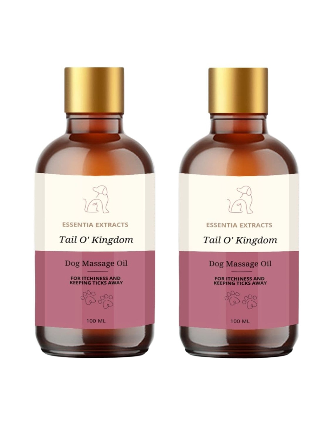 

ESSENTIA EXTRACTS Pack of 2 Dog Massage Oil for Itchiness and Ticks -100 ml Each, Brown