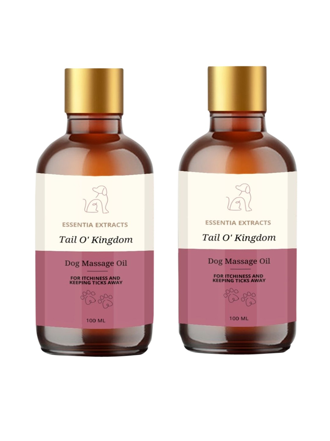 

ESSENTIA EXTRACTS Set of 2 Dog Massage Oils for Keeping Itchiness & Ticks Away - 200 ml, Yellow
