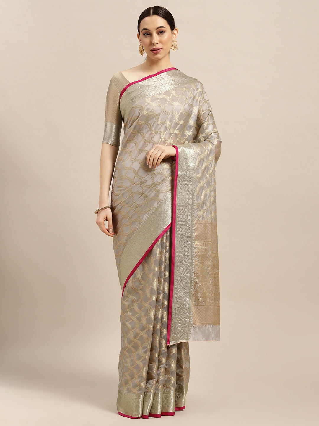 

Saree mall Grey Silk Blend Banarasi Saree