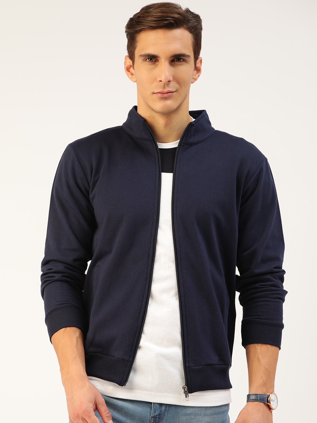 

GESPO Men Navy Blue Solid Sweatshirt