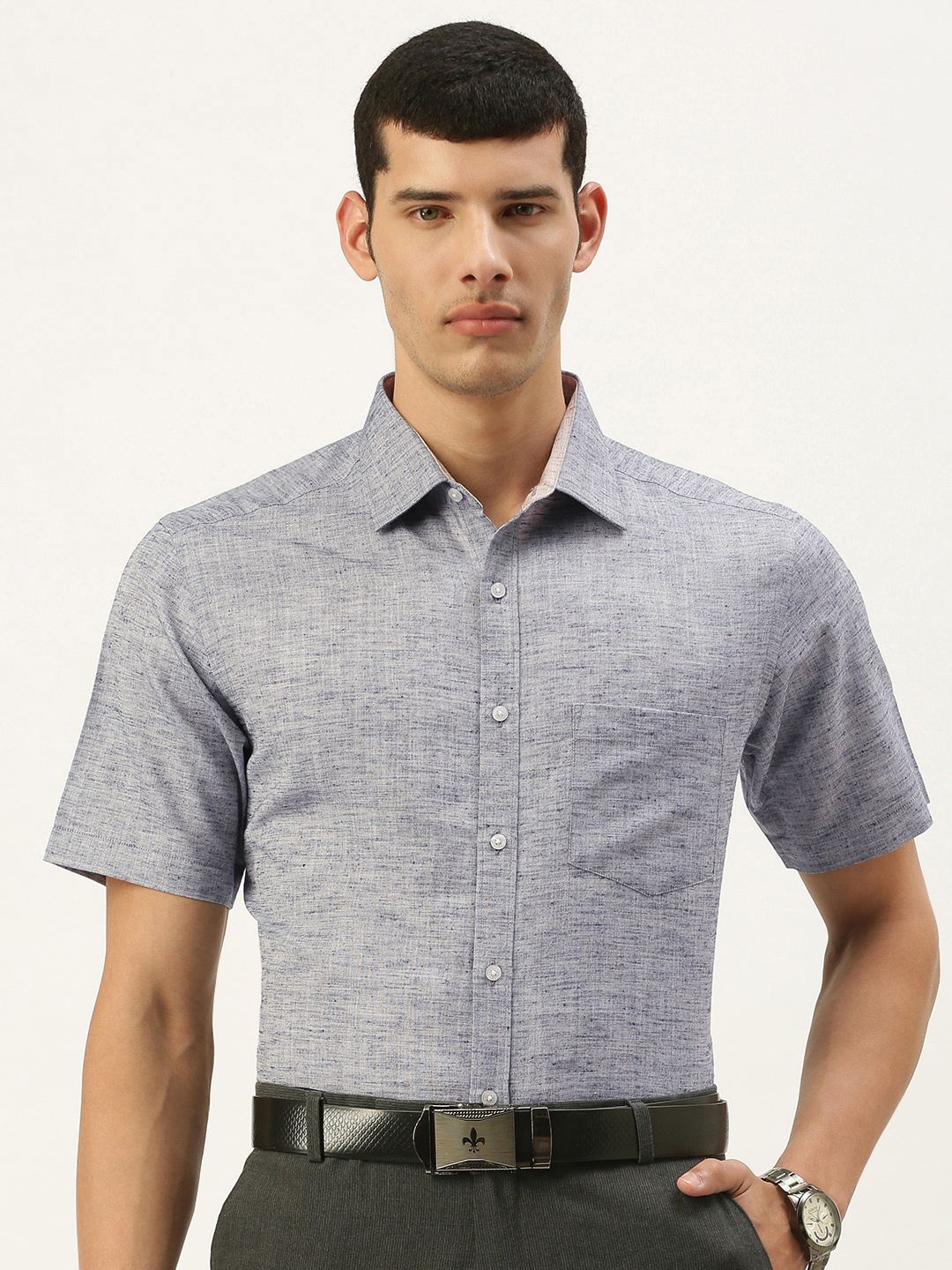 

IVOC Men Navy Blue Formal Shirt
