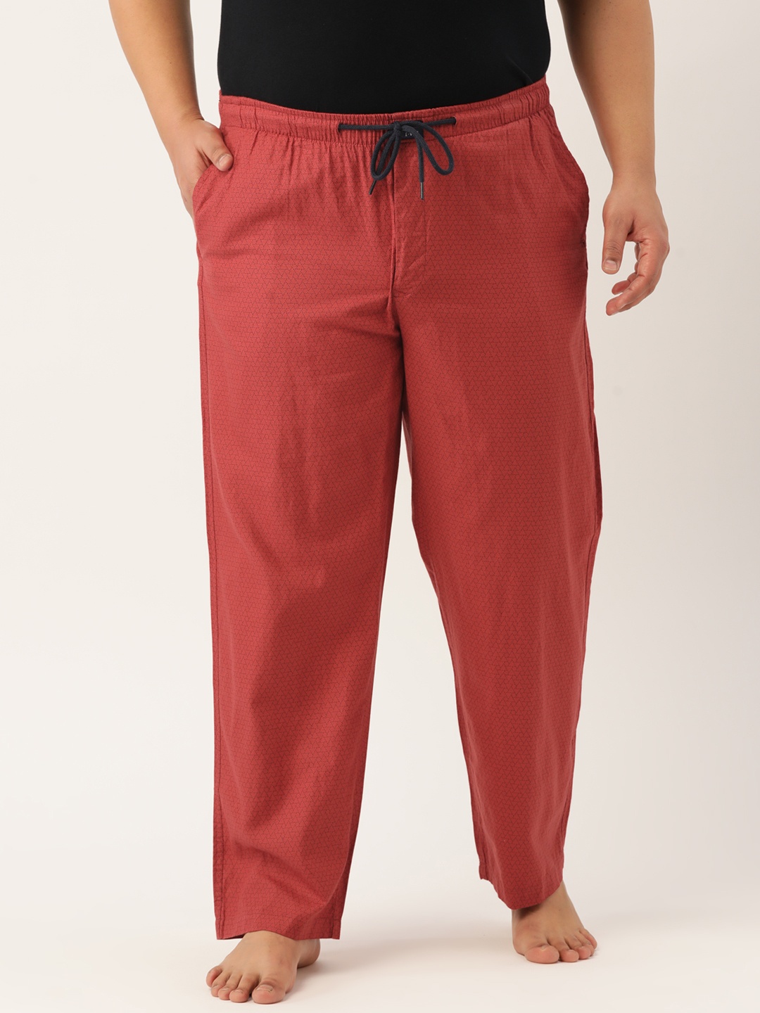 

IVOC Plus Men Rust Orange & Black Pure Cotton Geometric Printed Lounge Pants