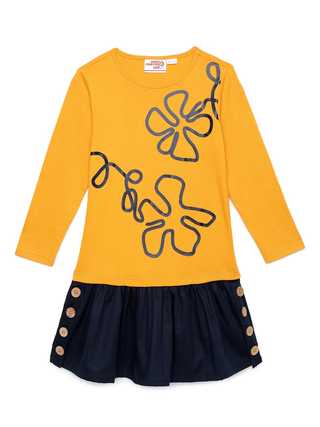 

UNDER FOURTEEN ONLY Yellow Drop-Waist Dress