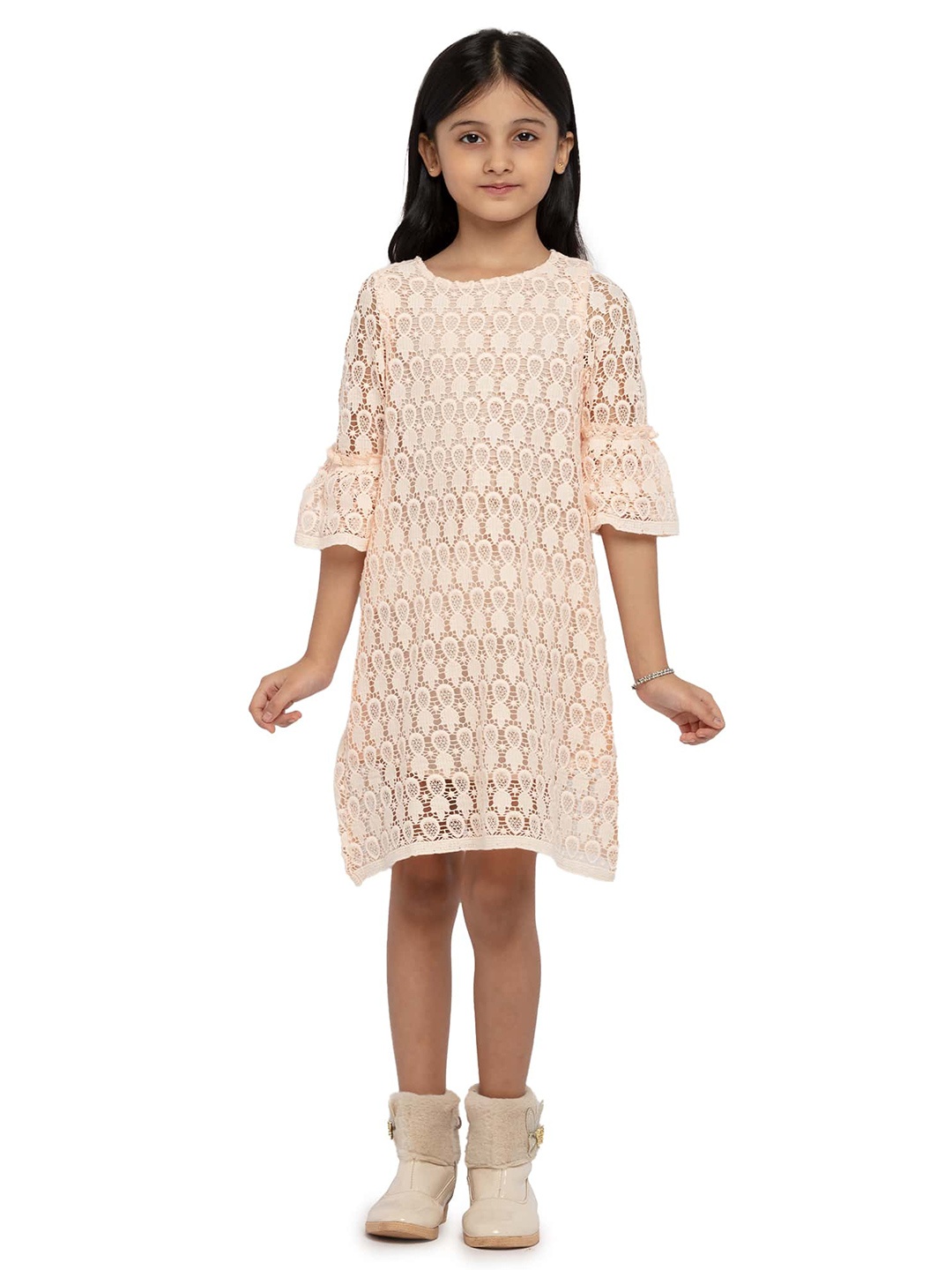 

UNDER FOURTEEN ONLY Peach-Coloured A-Line Dress