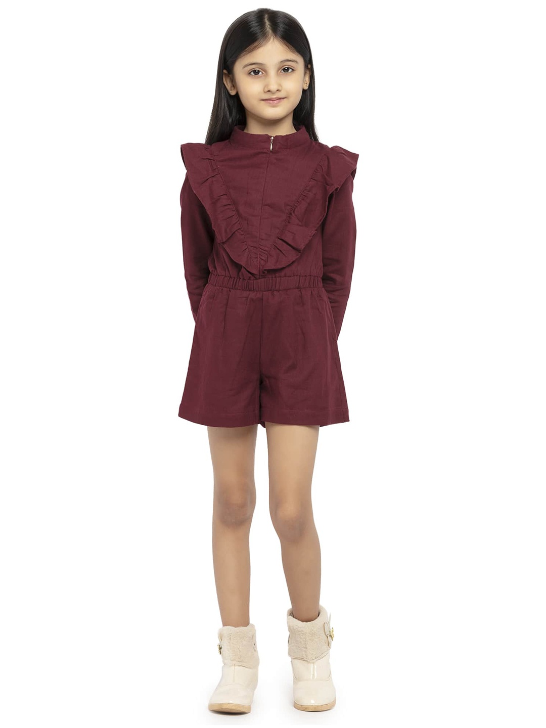 

UNDER FOURTEEN ONLY Kids Girls Maroon A-Line Mini Dress