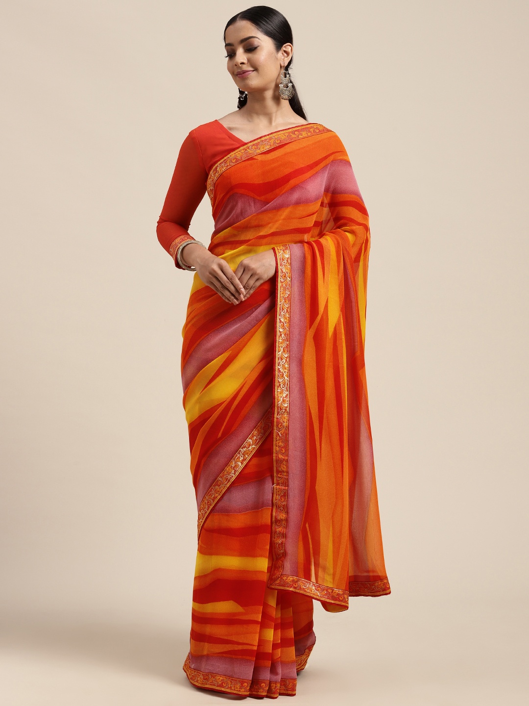 

Mitera Multicoloured Pure Georgette Saree, Multi