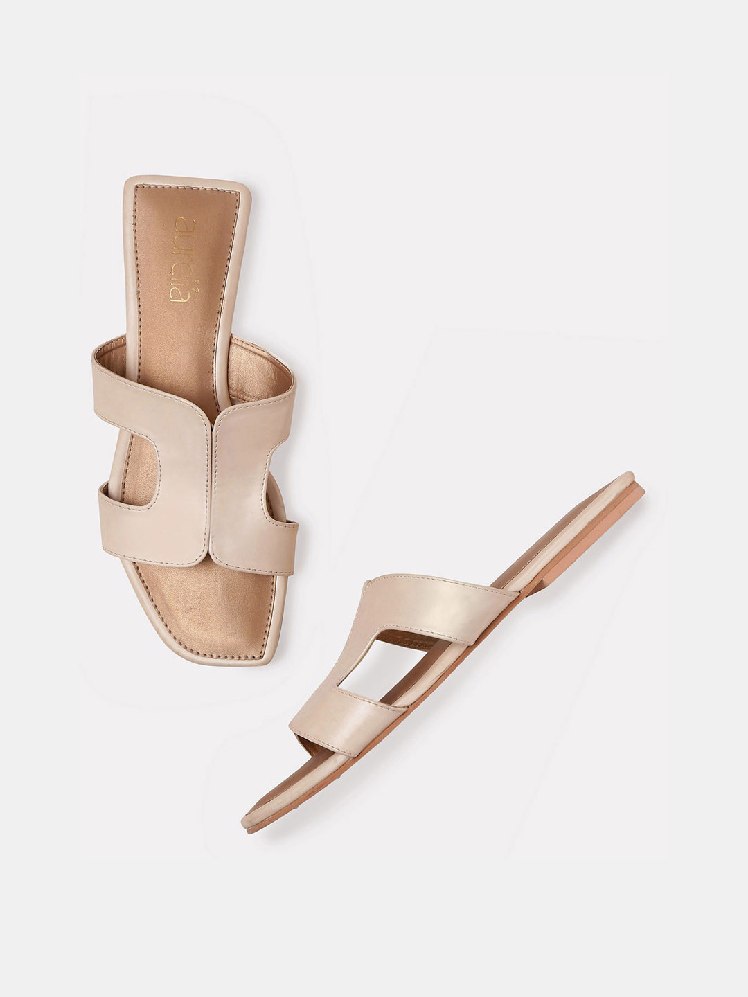 

AURELIA Women Cream-Coloured Open Toe Flats