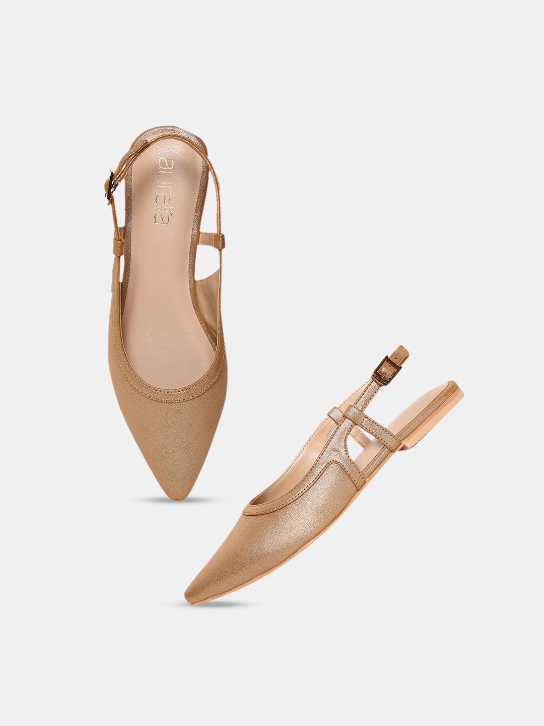 

AURELIA Women Gold-Toned Embellished Ballerinas