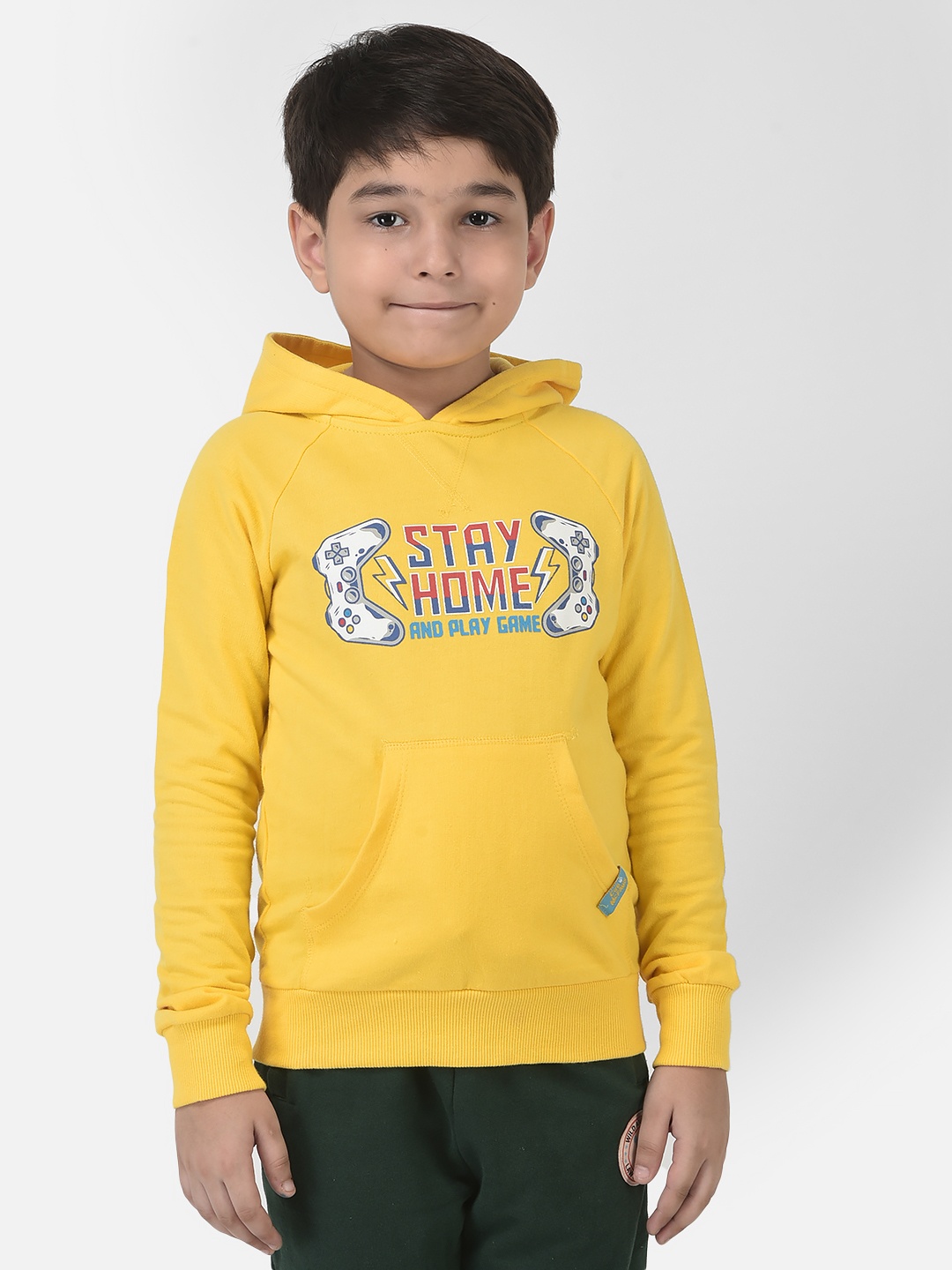 

Cub McPaws Boys Yellow Printed Cotton Hooded Sweatshirt