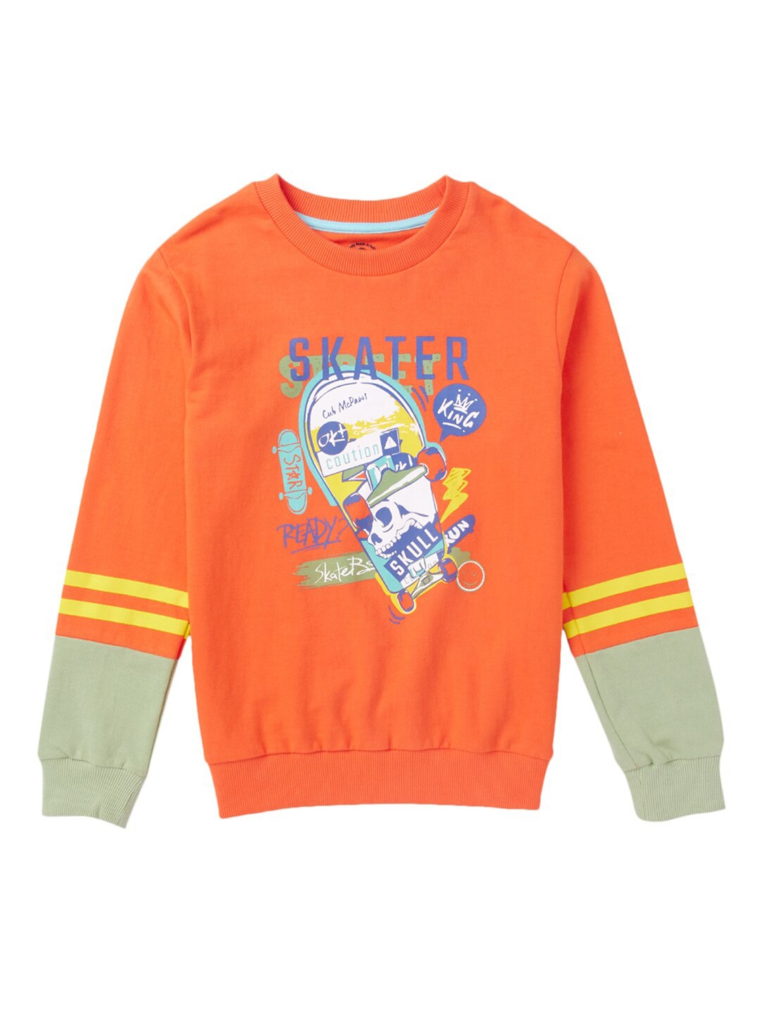 

Cub McPaws Boys Orange Printed Pure Cotton Sweatshirt