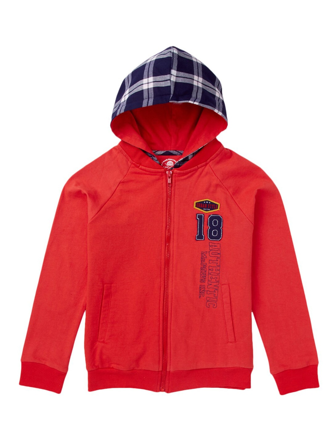 

Cub McPaws Boys Red Solid Hooded Pure Cotton Sweatshirt
