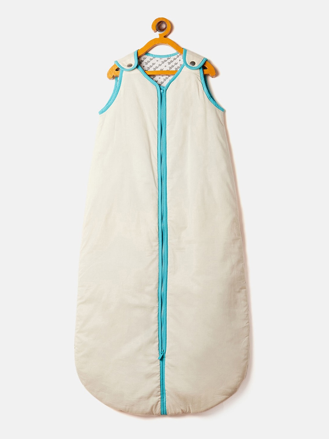

JWAAQ Infant Kids Off White & Blue Solid Pure Cotton Sleeping Bag