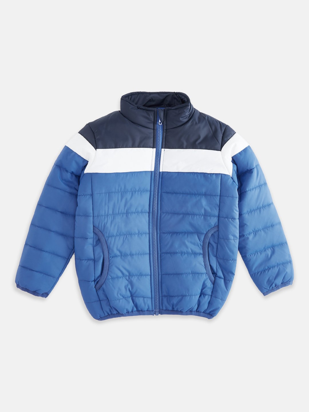 

Pantaloons Junior Boys Blue & Black Colourblocked Padded Jacket