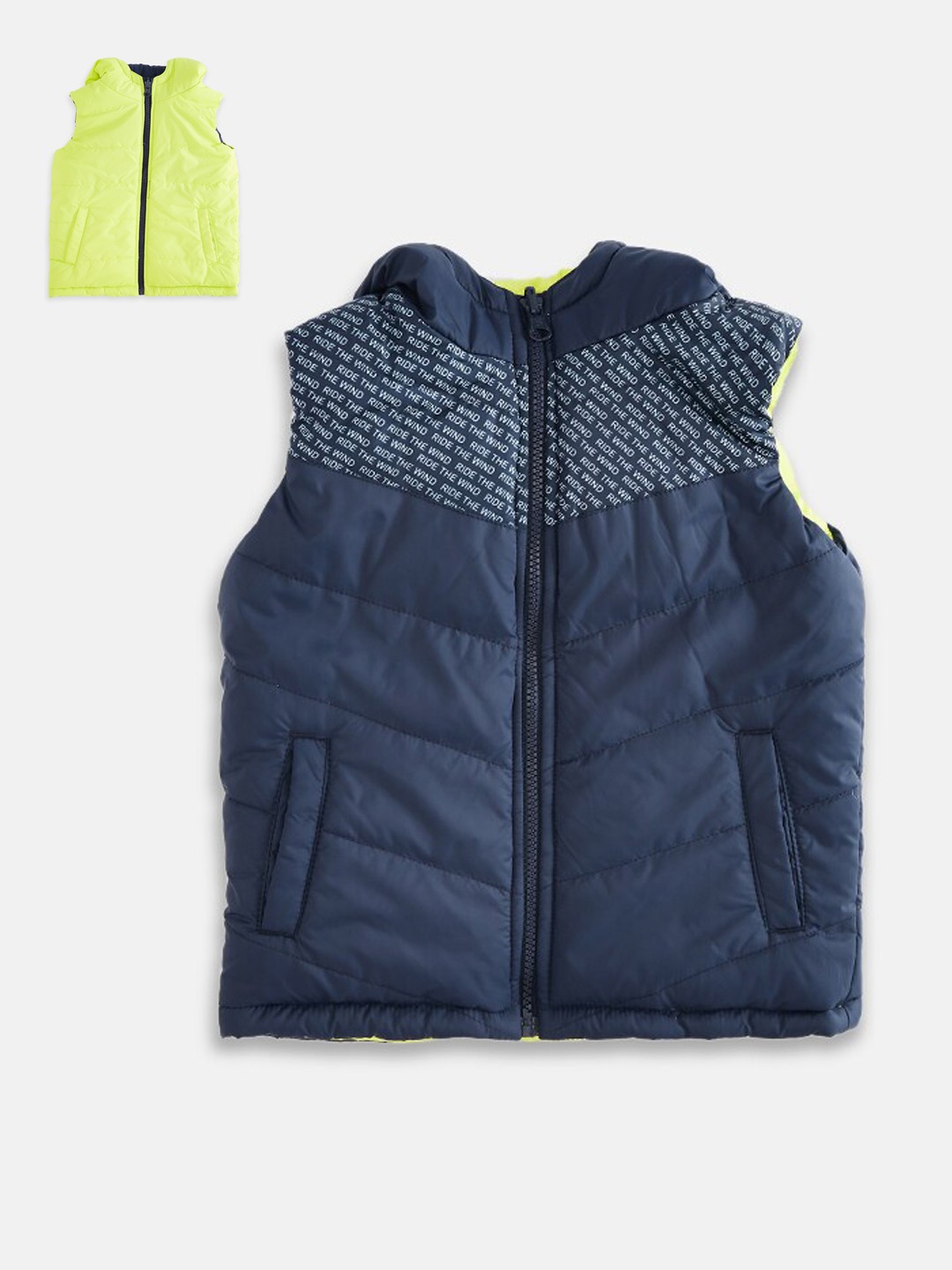 

Pantaloons Junior Boys Navy Blue Hooded Padded Jacket