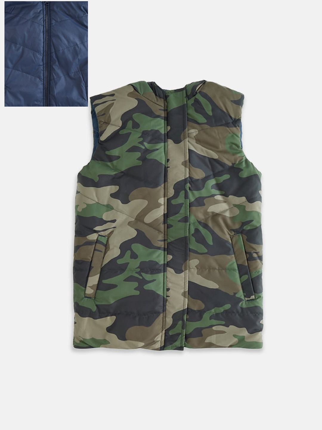 

Pantaloons Junior Boys Olive Green & Khaki Padded Jacket