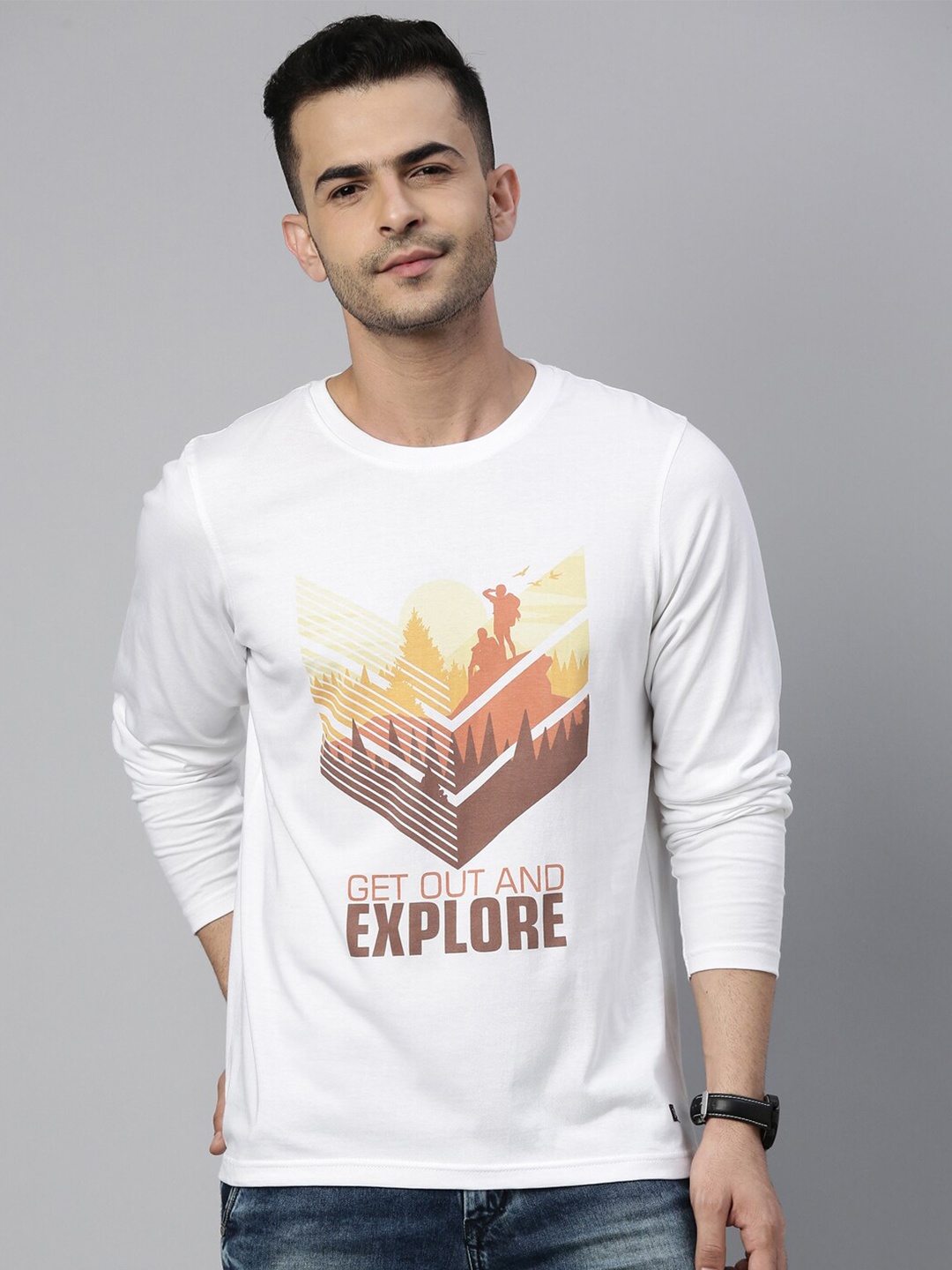 

Bushirt Men White Graphic Printed T-shirt