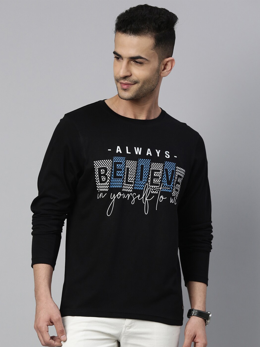 

Bushirt Men Black Typography Printed T-shirt