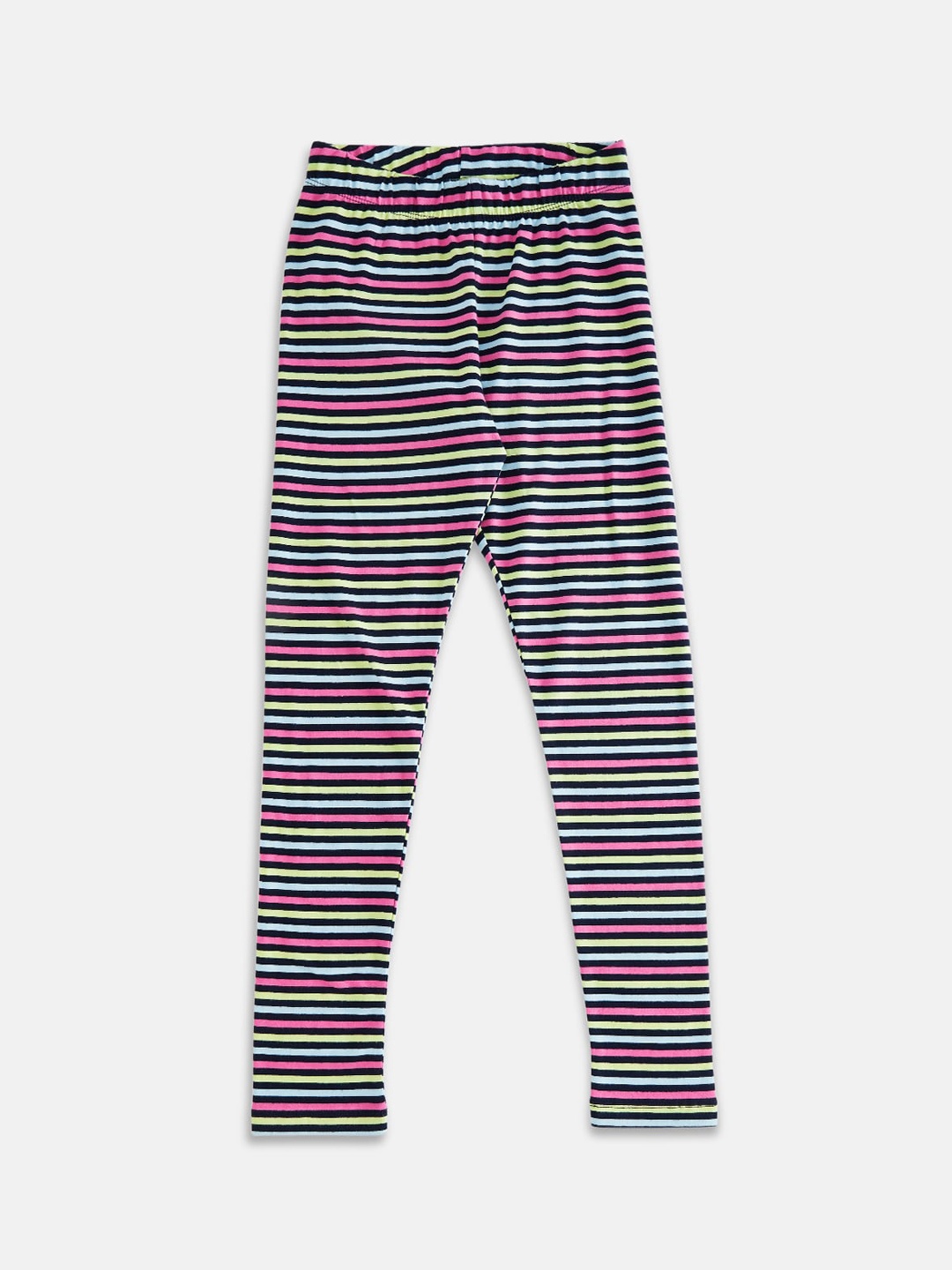 

Pantaloons Junior Girls Black & Pink Striped Ankle-Length Leggings