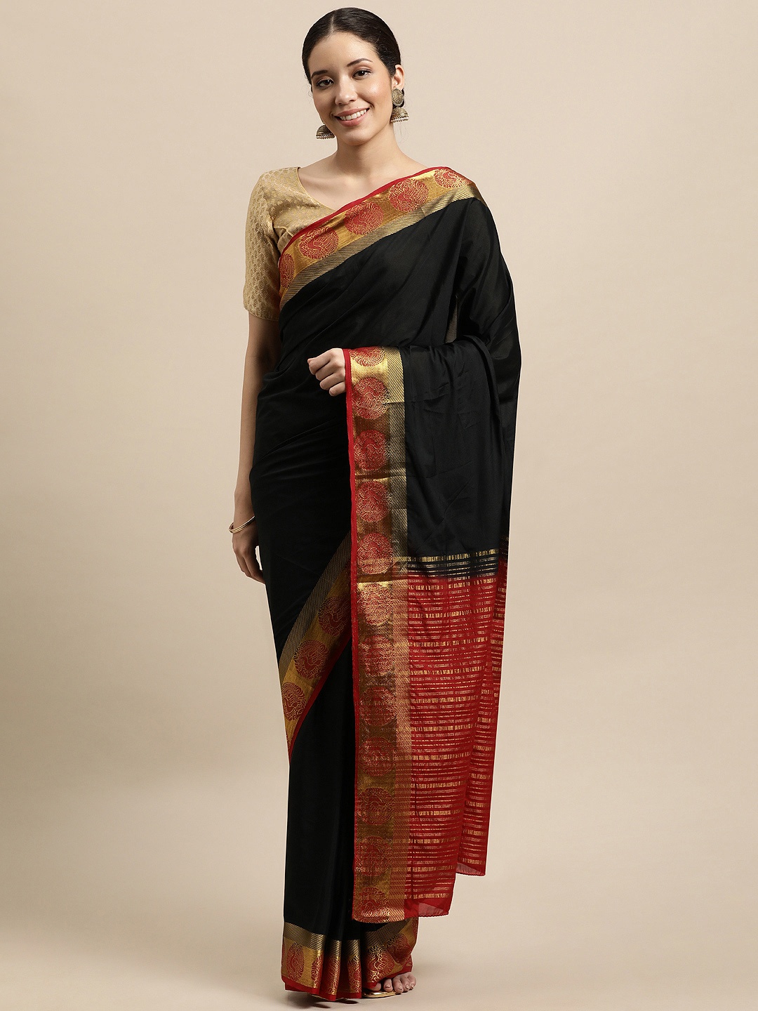 

Mitera Navy Blue Mysore Silk Saree