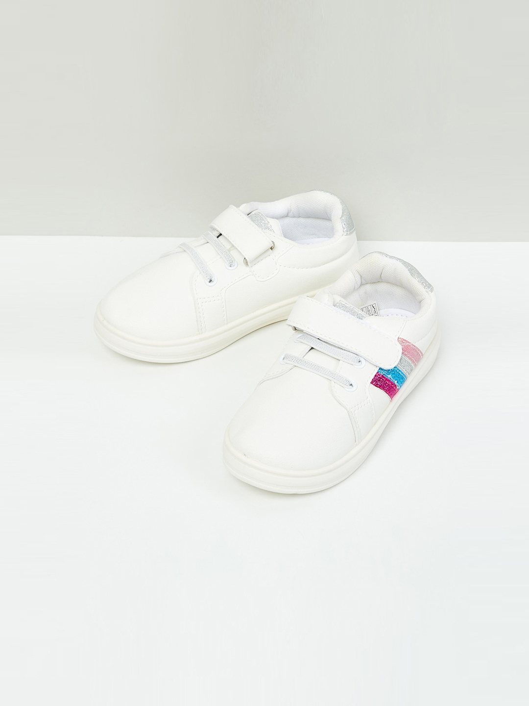 

max Girls White Striped PU Sneakers
