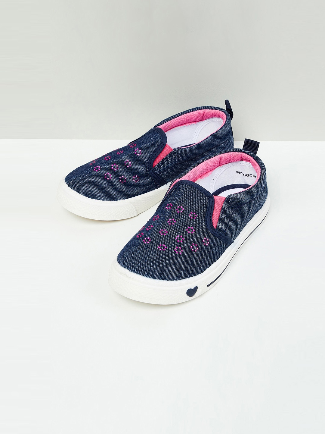 

max Girls Navy Blue Woven Design Slip-On Sneakers