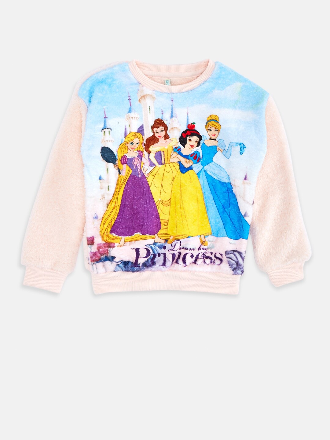 

Pantaloons Junior Girls Pink & Blue Disney Princess Printed Pullover