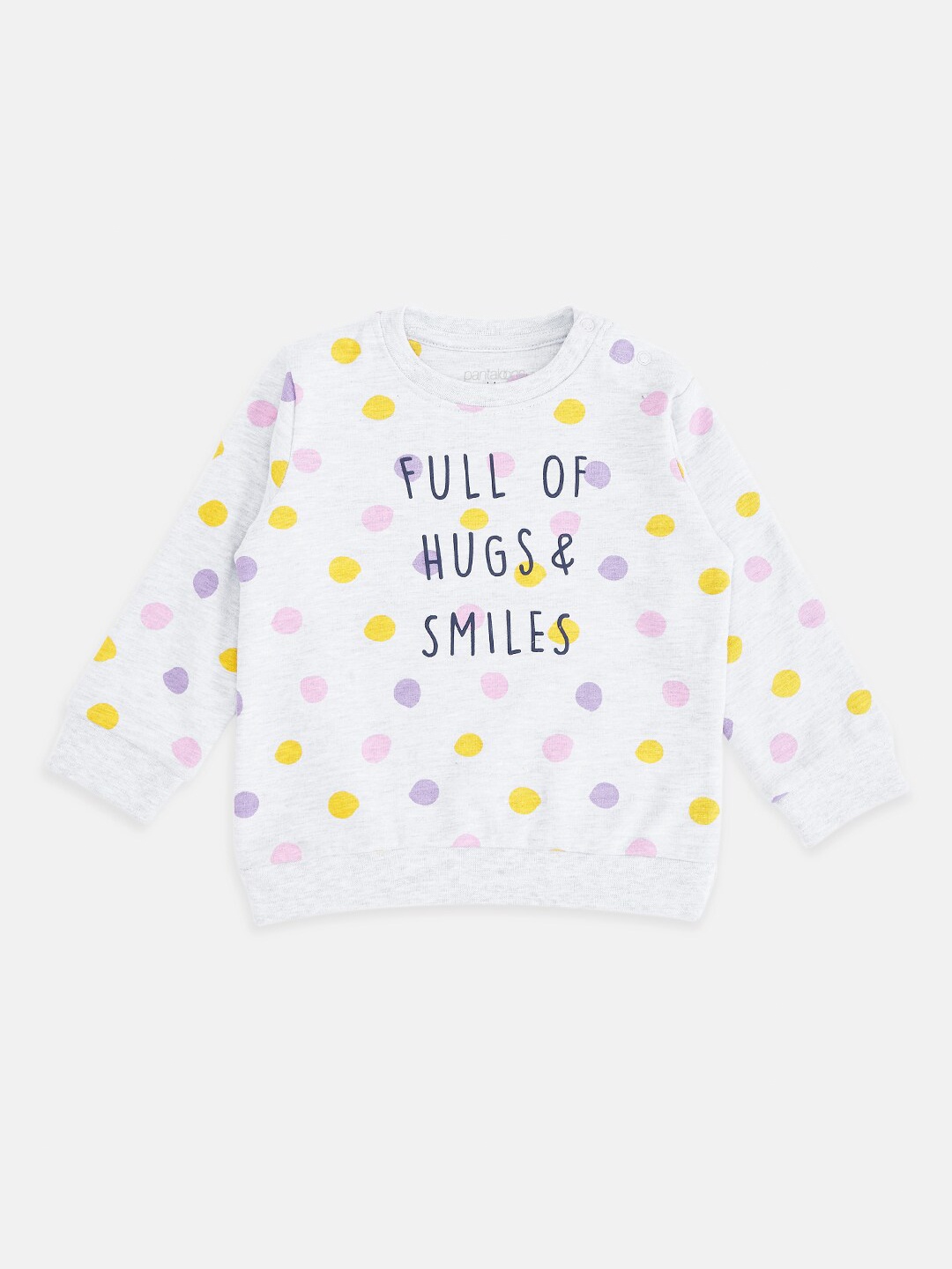 

Pantaloons Baby Girls Grey Melange & Yellow Printed Pure Cotton Sweatshirt