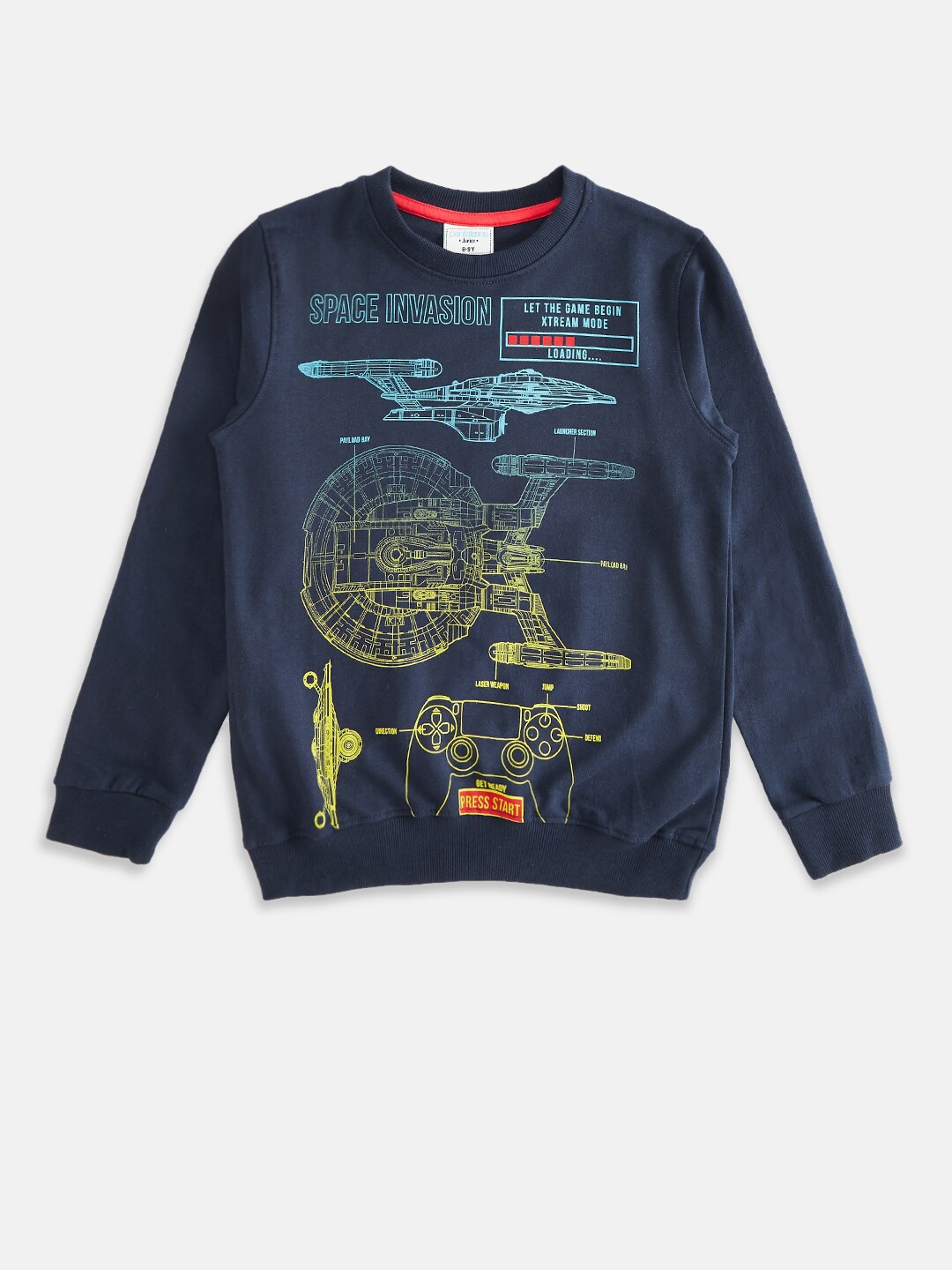 

Pantaloons Junior Boys Navy Blue Printed Sweatshirt