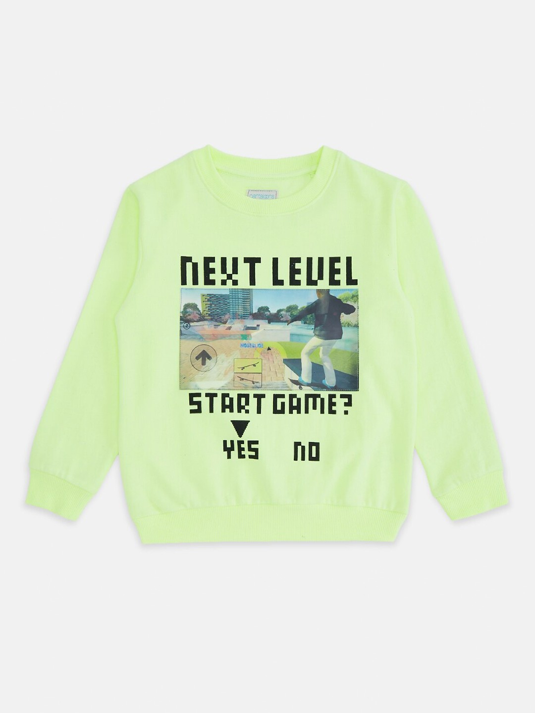 

Pantaloons Junior Boys Fluorescent Green Printed Sweatshirt
