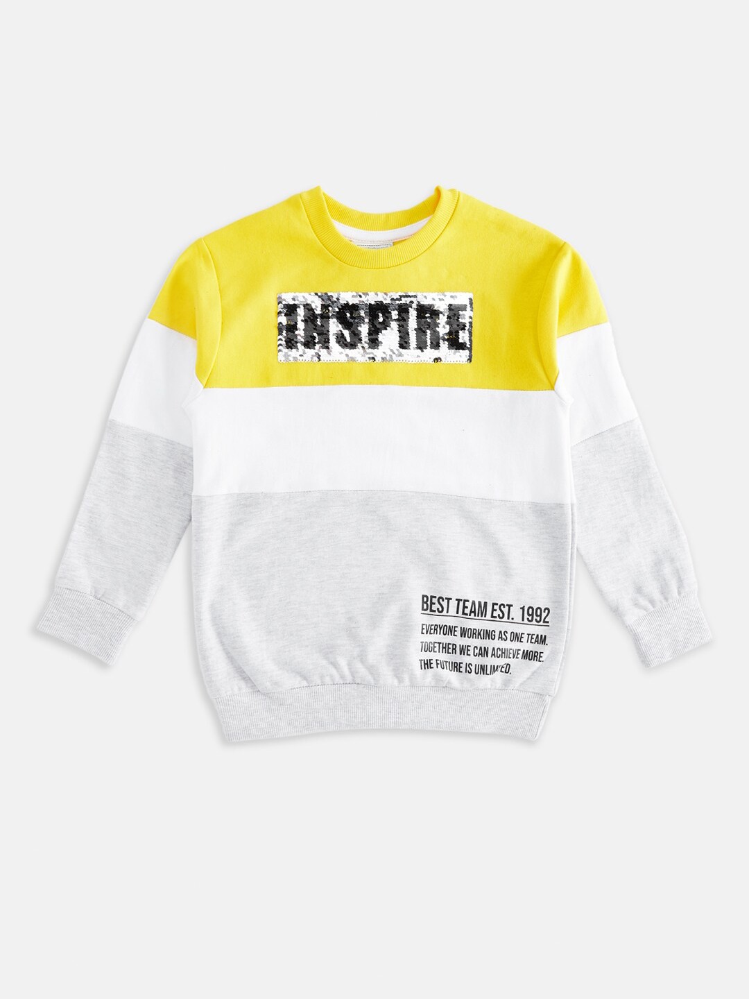 

Pantaloons Junior Boys Yellow Colourblocked Sweatshirt