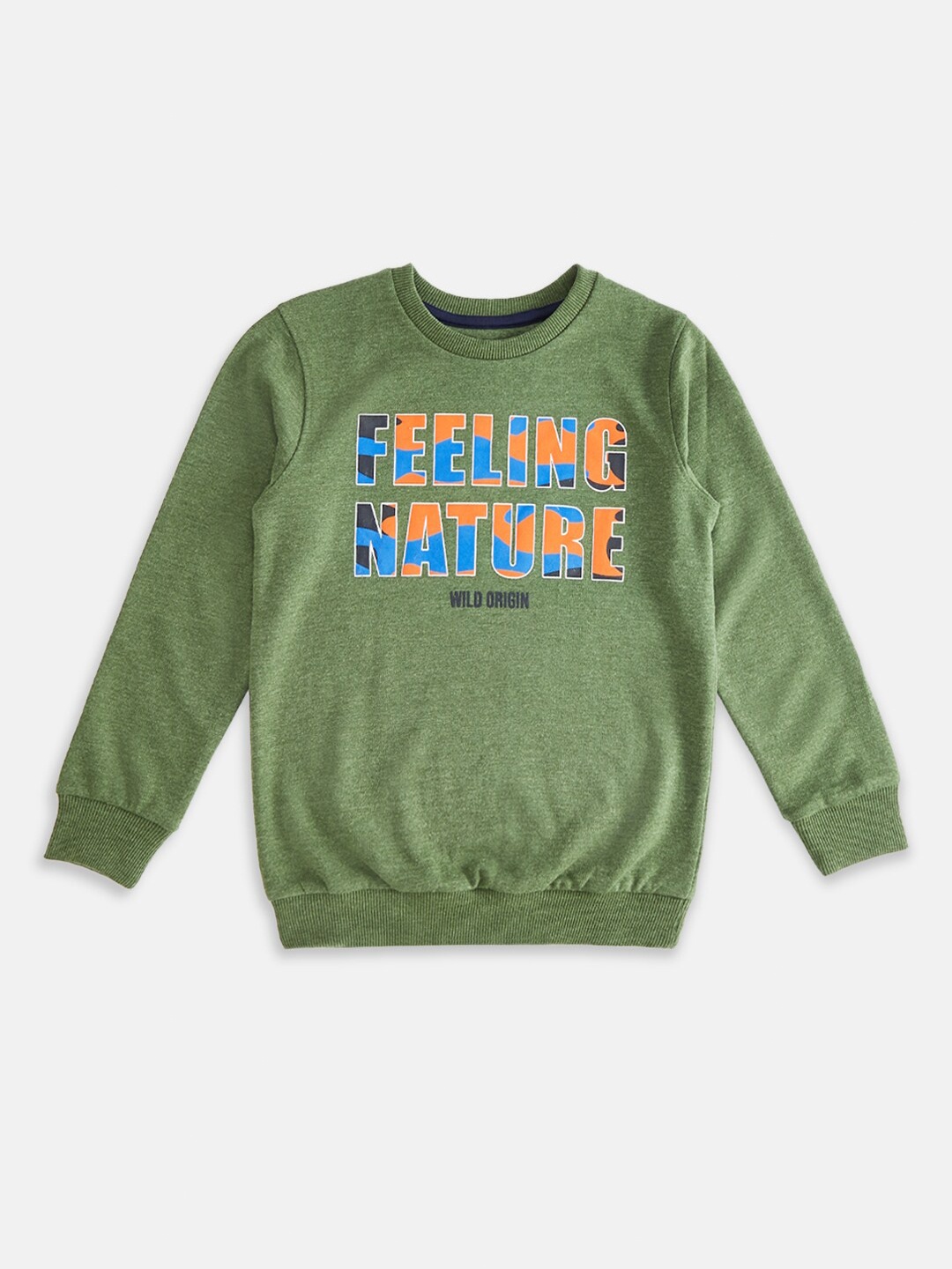 

Pantaloons Junior Boys Olive Green Printed Sweatshirt