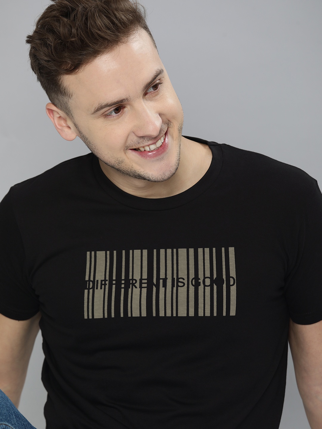 

HERE&NOW Men Black Typography Printed T-shirt