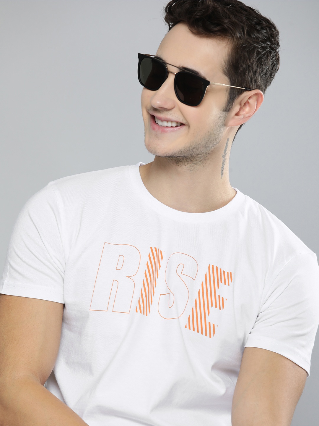 

HERE&NOW Men White Typography Printed T-shirt
