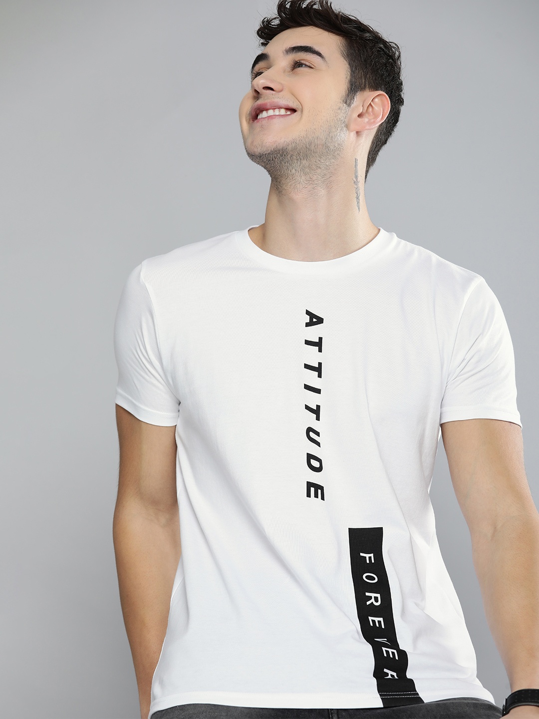 

HERE&NOW Men White Typography Printed T-shirt
