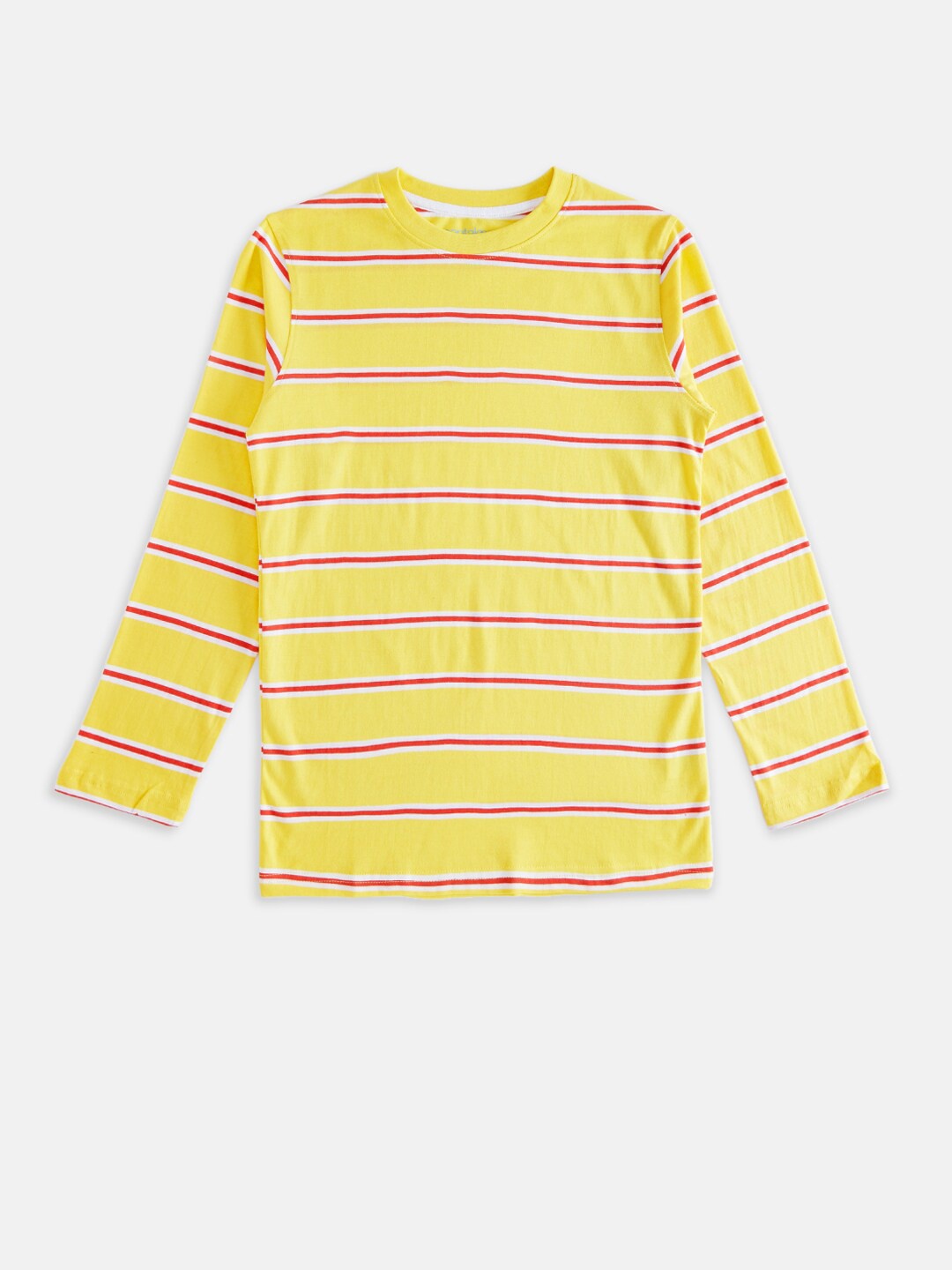 

Pantaloons Junior Boys Yellow & Pink Striped T-shirt