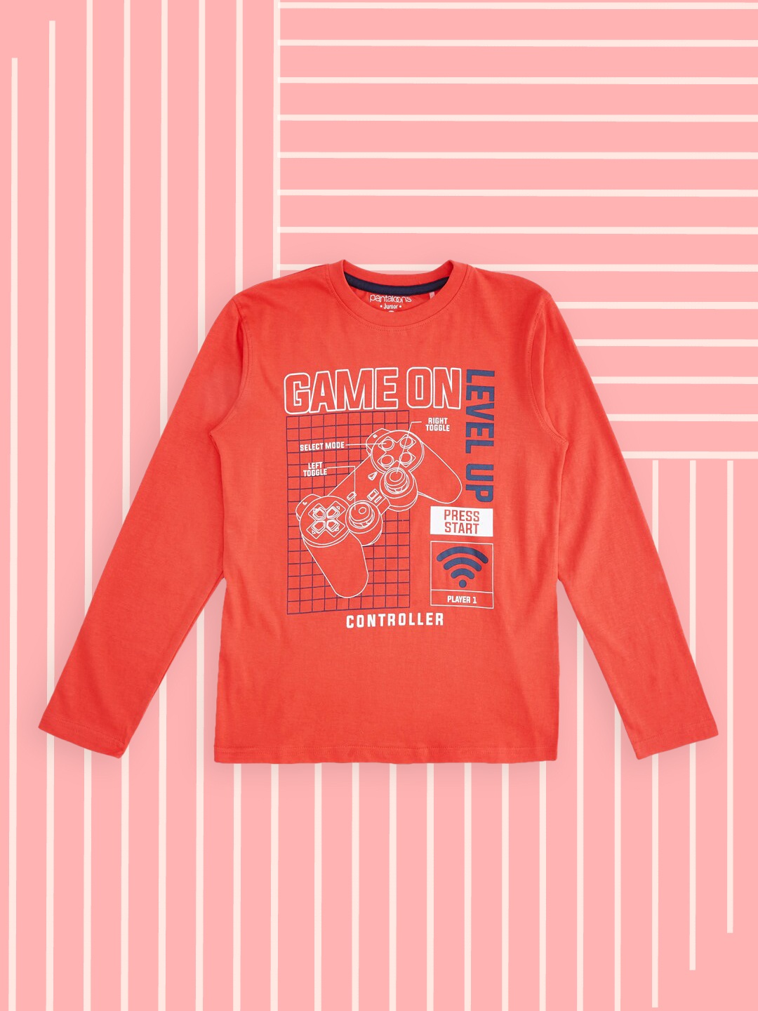

Pantaloons Junior Boys Red & White Typography Printed Pure Cotton T-shirt