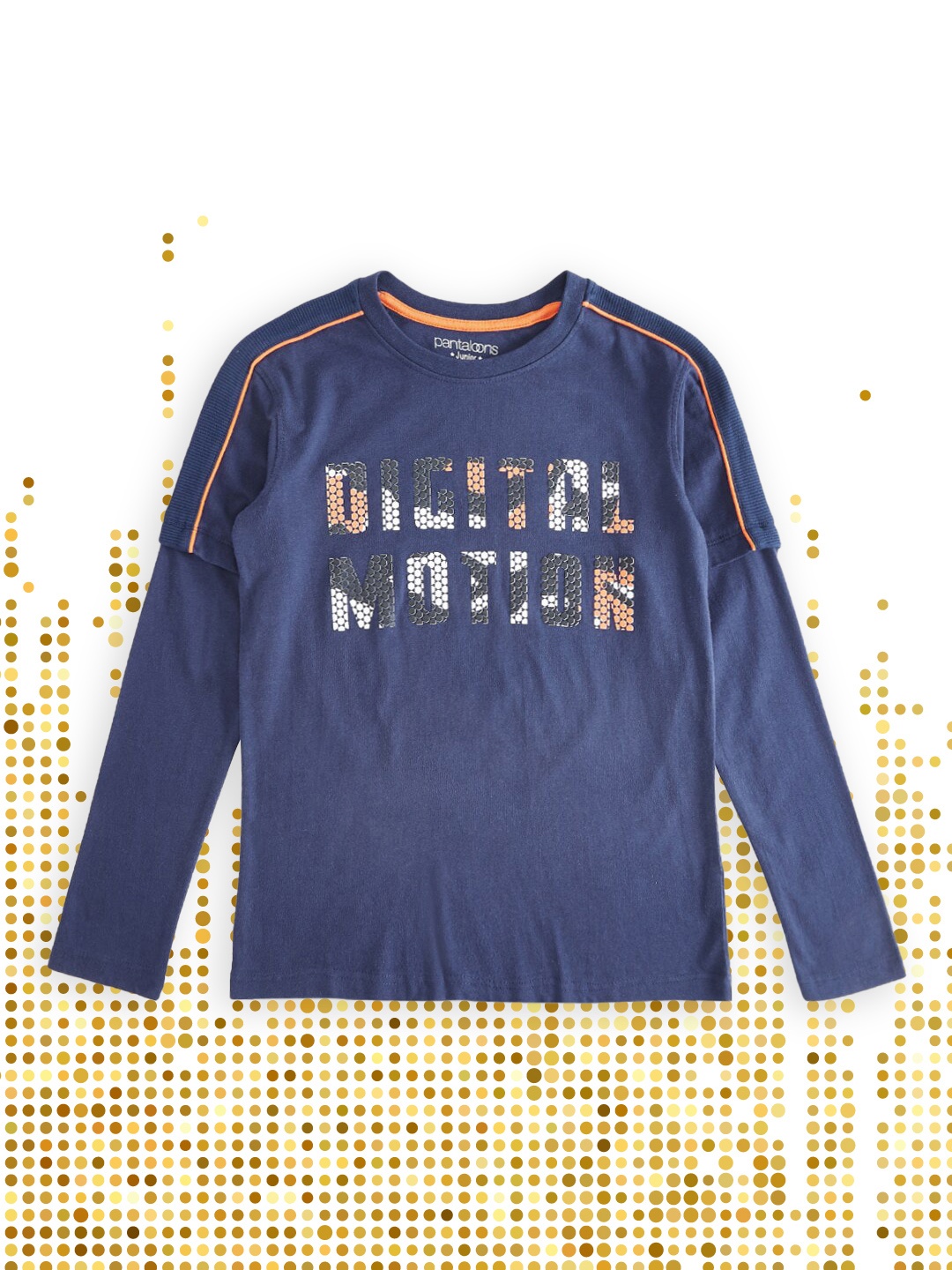 

Pantaloons Junior Boys Navy Blue Typography Printed T-shirt
