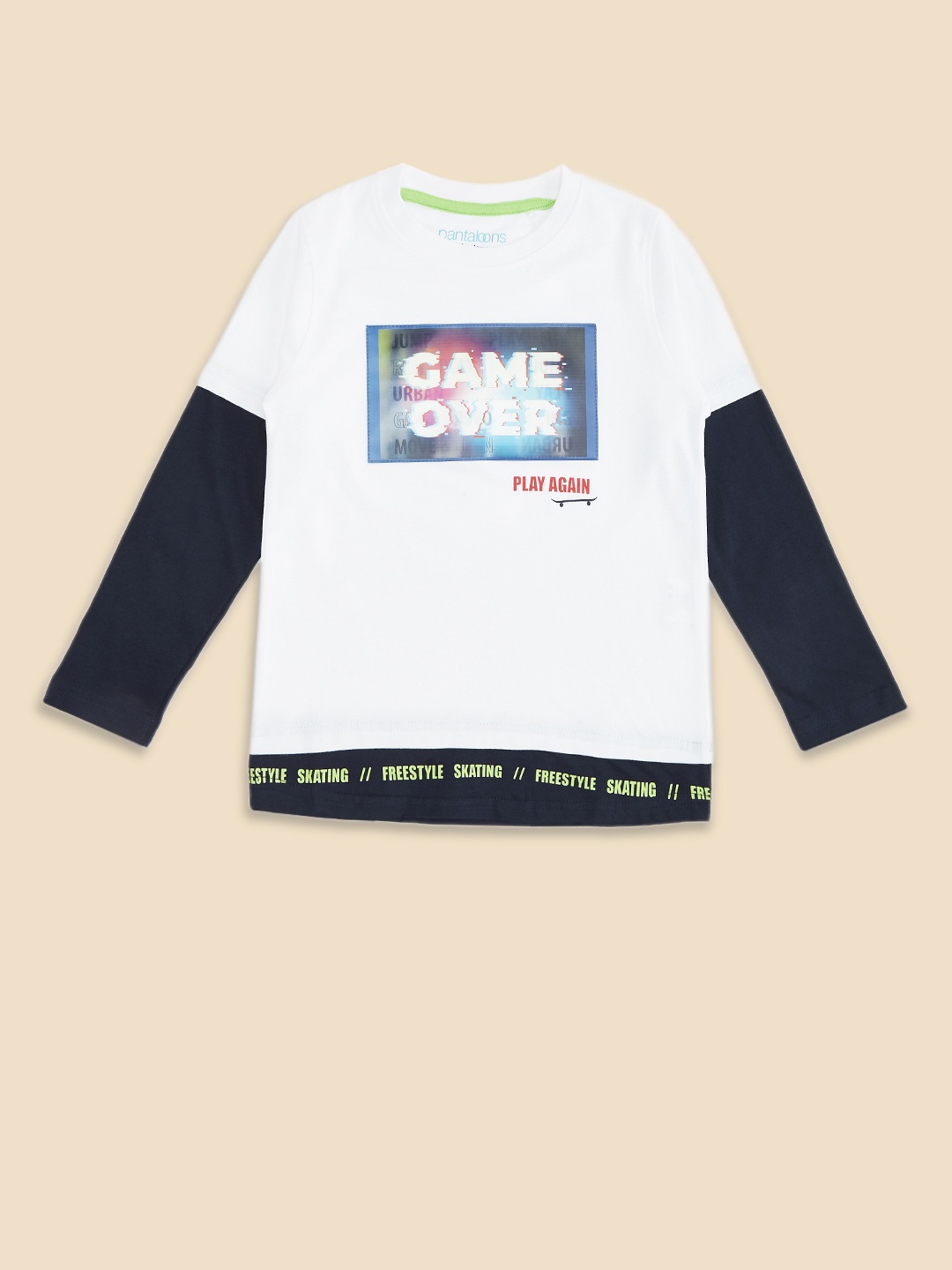 

Pantaloons Junior Boys White Printed Applique T-shirt