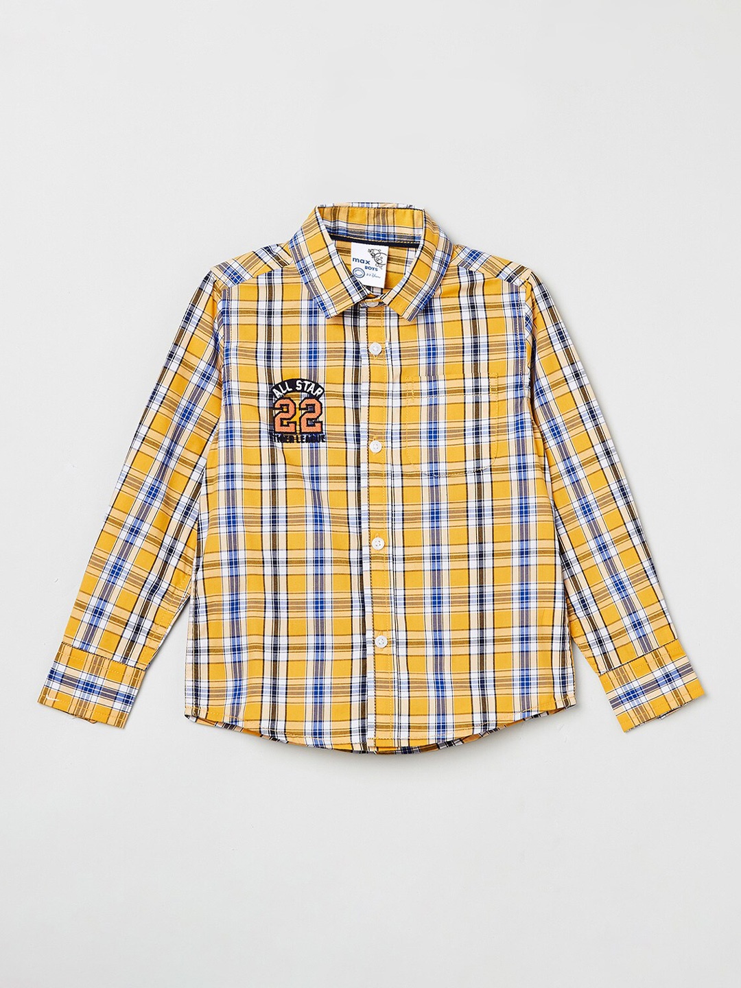 

max Boys Yellow Opaque Checked Casual Shirt