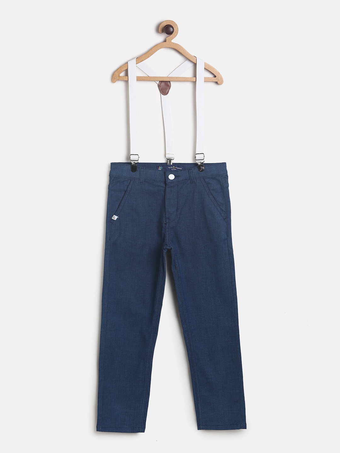 

TALES & STORIES Boys Blue Slim Fit Stretchable Jeans With Suspenders